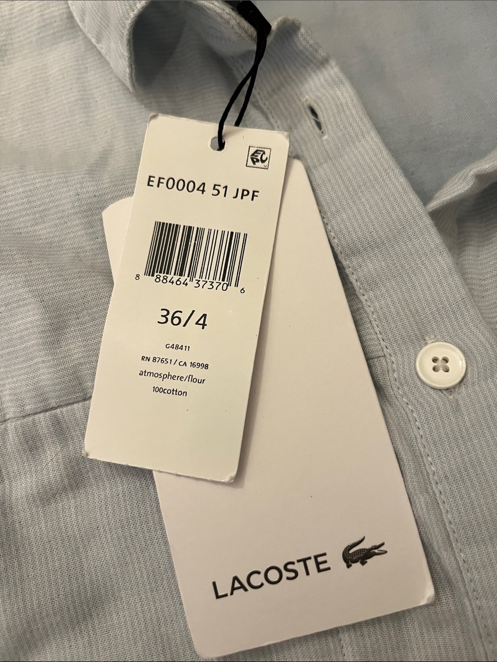 Lacoste Cotton Shirt Dress with Belt NWT - Picture 2 of 7